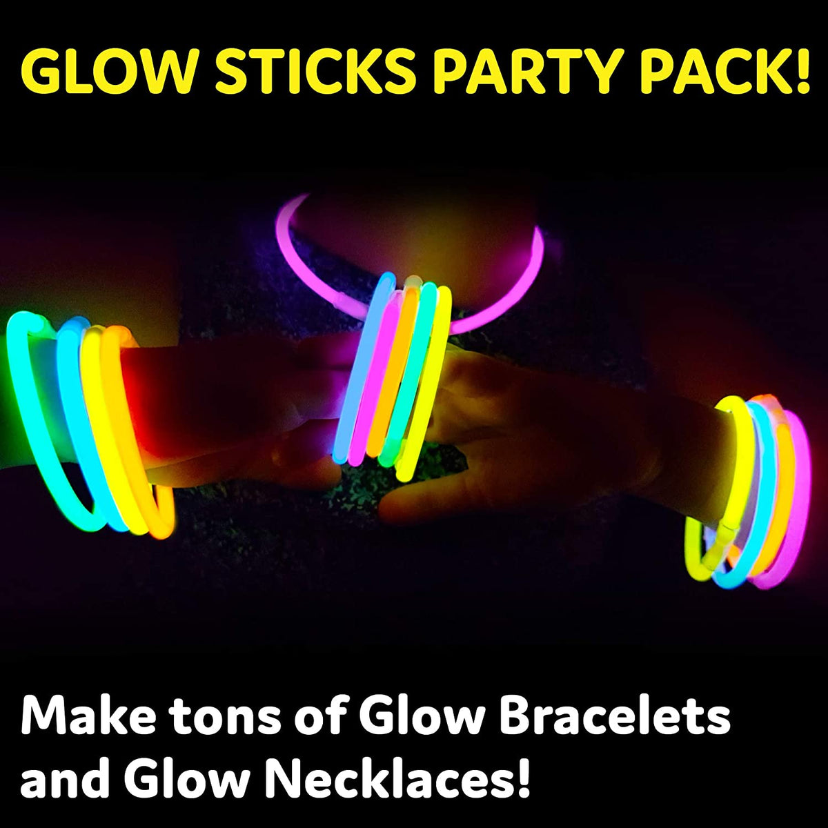 Glow Sticks Halloween Party Supplies 100Pk - 8 Inch Glow in the Dark Light up Sticks Party Favors, Glow Party Decorations, Neon Party Glow Necklaces and Glow Bracelets with Connectors