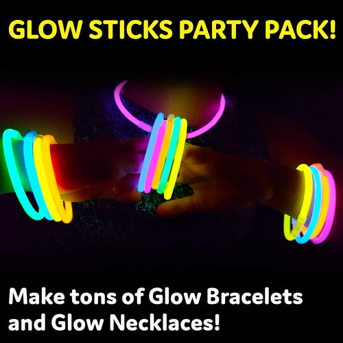 Glow Sticks Halloween Party Supplies 100Pk - 8 Inch Glow in the Dark Light up Sticks Party Favors, Glow Party Decorations, Neon Party Glow Necklaces and Glow Bracelets with Connectors