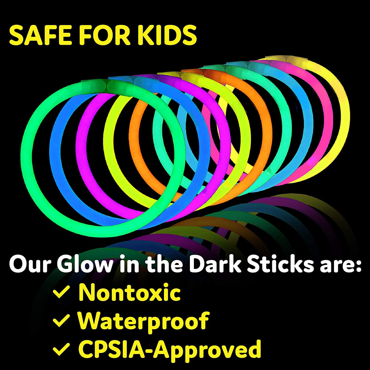Glow Sticks Halloween Party Supplies 100Pk - 8 Inch Glow in the Dark Light up Sticks Party Favors, Glow Party Decorations, Neon Party Glow Necklaces and Glow Bracelets with Connectors